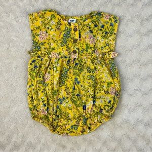 Old Navy Yellow Floral Summer Romper Size 0-3 Months Blue Flower